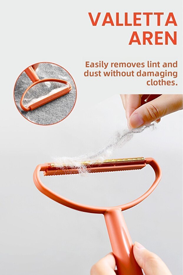Aren Double Sided Clothes Lint and Lint Collector Sweater Carpet Plastic Lint Orange