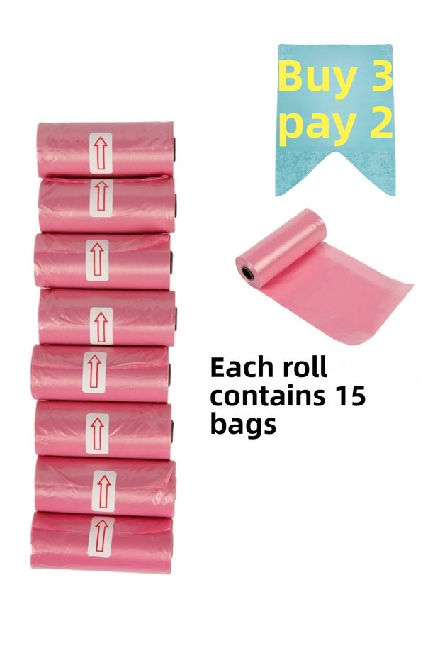 Cat Dog Poop Garbage Bag Stool Bag Pink 8 Rolls (120 pieces)