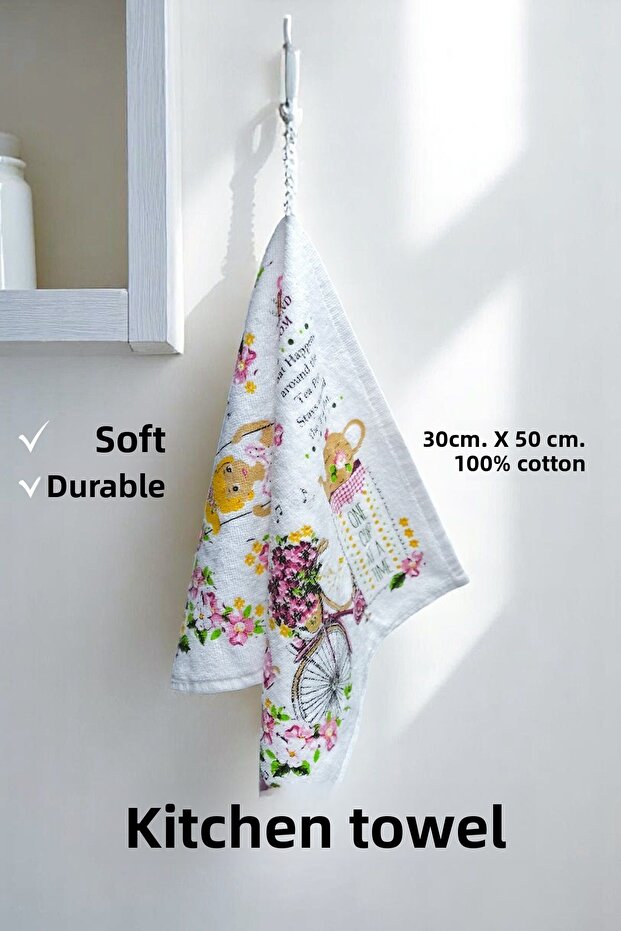 6 Pack Printed White Kitchen Towel Model - 4