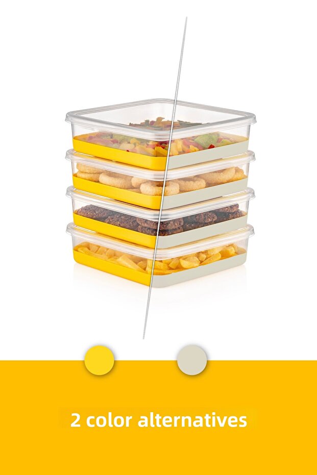 4 Pieces 1000 ml Soft Bottom Deep Freezer - Freezer Storage Container Yellow - 6