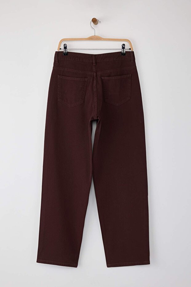 Özel Koleksiyon Kahverengi Düşük Bel Loose Baggy Jeans TWOAW26JE00009 - 6