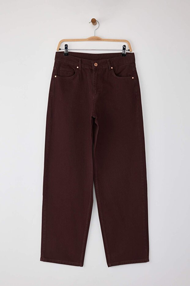 Özel Koleksiyon Kahverengi Düşük Bel Loose Baggy Jeans TWOAW26JE00009 - 5