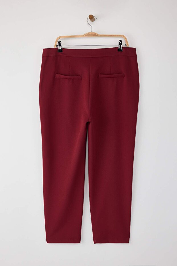 Bordo Cigarette Dokuma Kumaş Pantolon TBBAW23AR00051 - 7