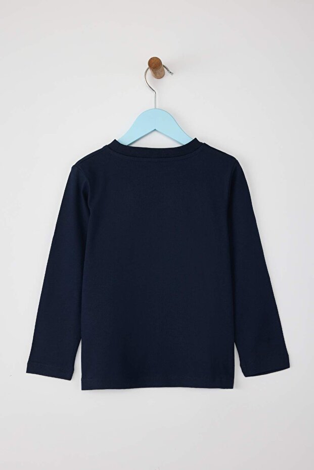 Lacivert-Bordo-Ekru 100% Pamuk 3'lü Düz/Basic Regular Unisex Çocuk Örme Okul T-Shirt TKDAW26TS00004 - 11