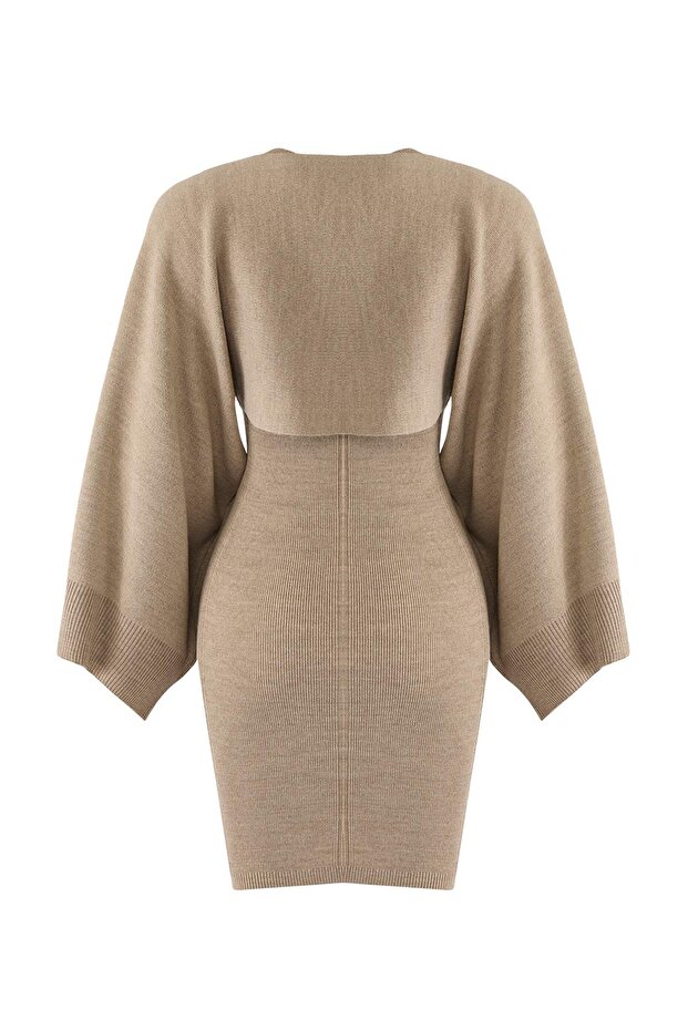 Bej Mini Triko Bolero-Elbise Takım TWOAW25EL00056 - 8