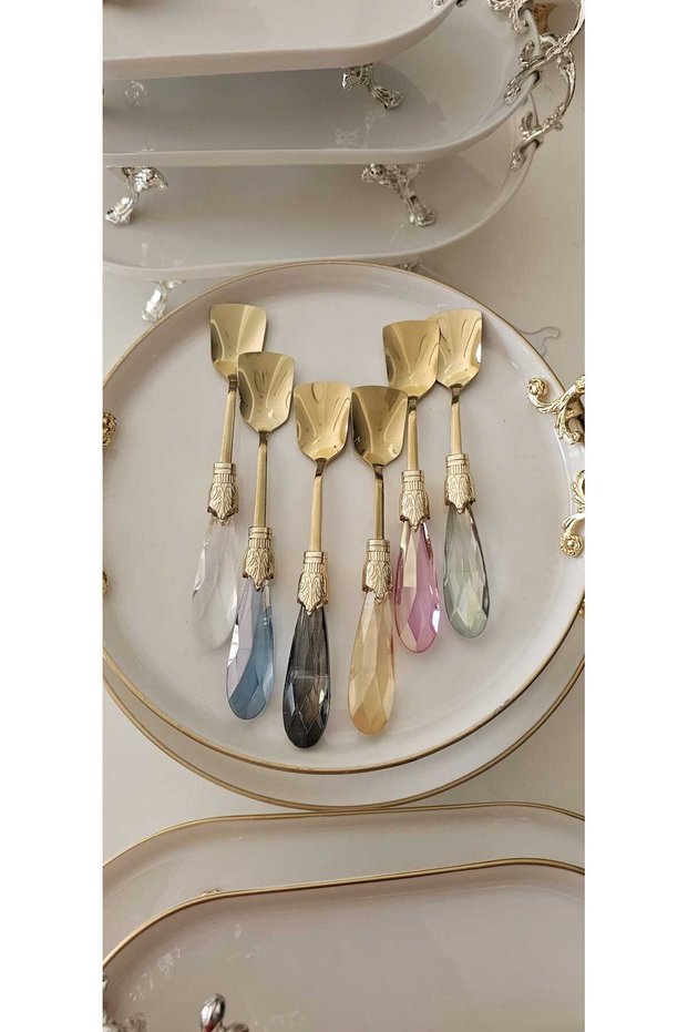 6-Piece Drop Model Ice Cream Spoon Multicolored