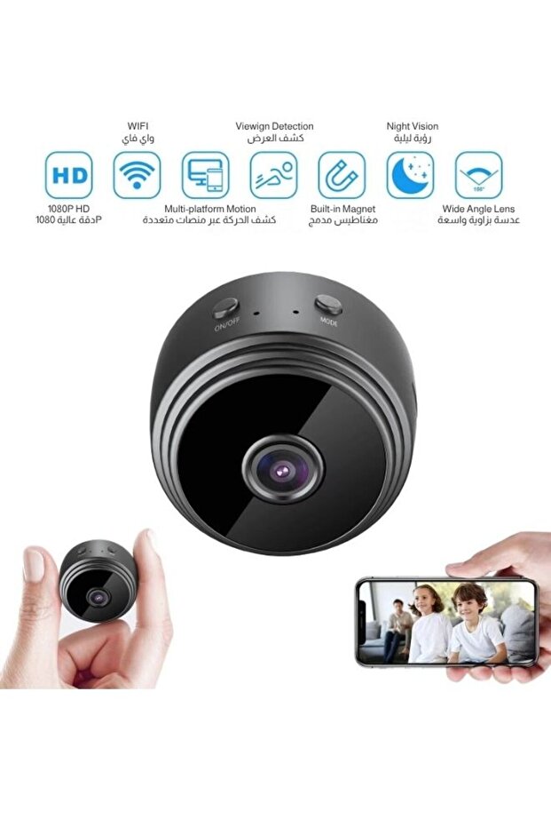 WiFi Mini Camera 1080P Remote Monitor Home Security, Infrared Wireless Smart Tracking Camera with Ni - 8