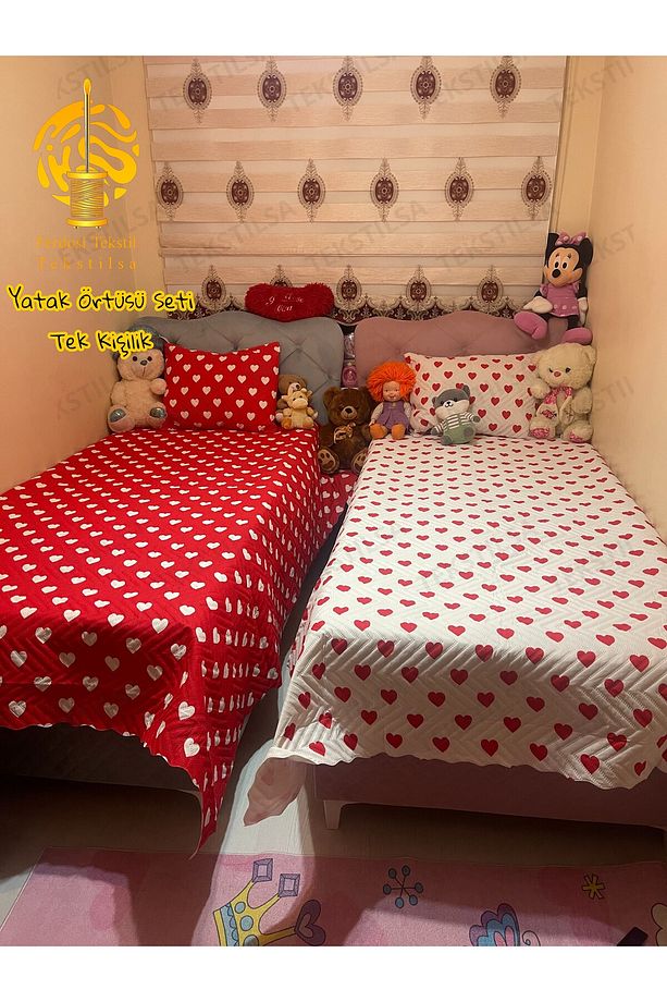 Mikro Kumaş | Dijital Basklı | çeyizlik TEK kişilik Yatak örtüsü Takımı | Hediyelik 2 Parça - 3