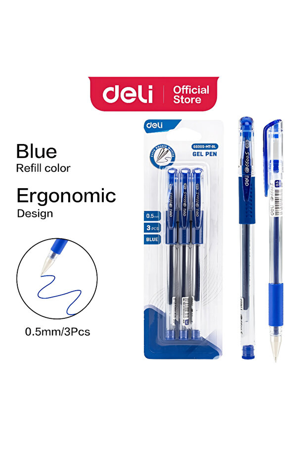 قلم جل أزرق E6600S-MT-BL