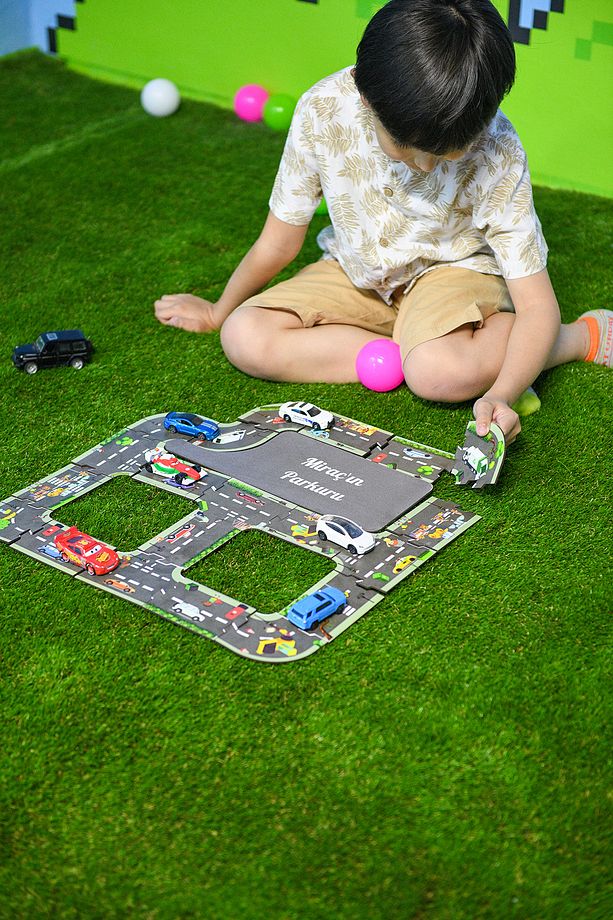 İsme Özel Oyuncak Araç Parkuru eğitici Ve Eğlenceli Yol Yapım Ahşap Oyuncak - Otoban Puzzle - 5