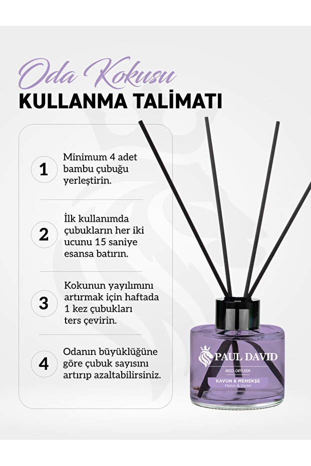 Kavun & Menekşe Yüksek Koku Yayılımlı Dekoratif Bambu Çubuklu Oda Kokusu 145 ml - 7