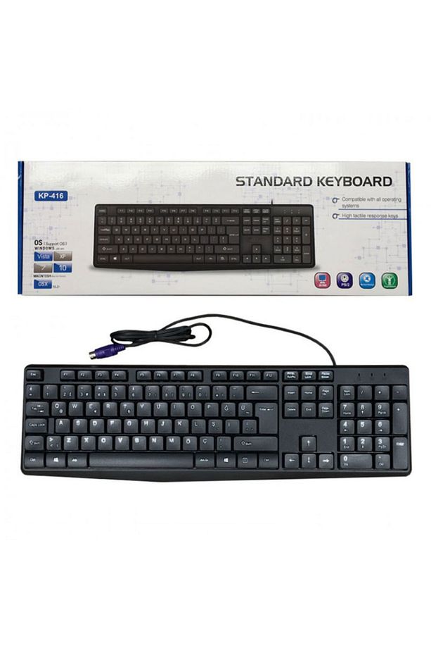 PS2 girişli klavye yuvarlak girişli klavye ps2 klavye 1.2 metre kablo uzunluğu - 3