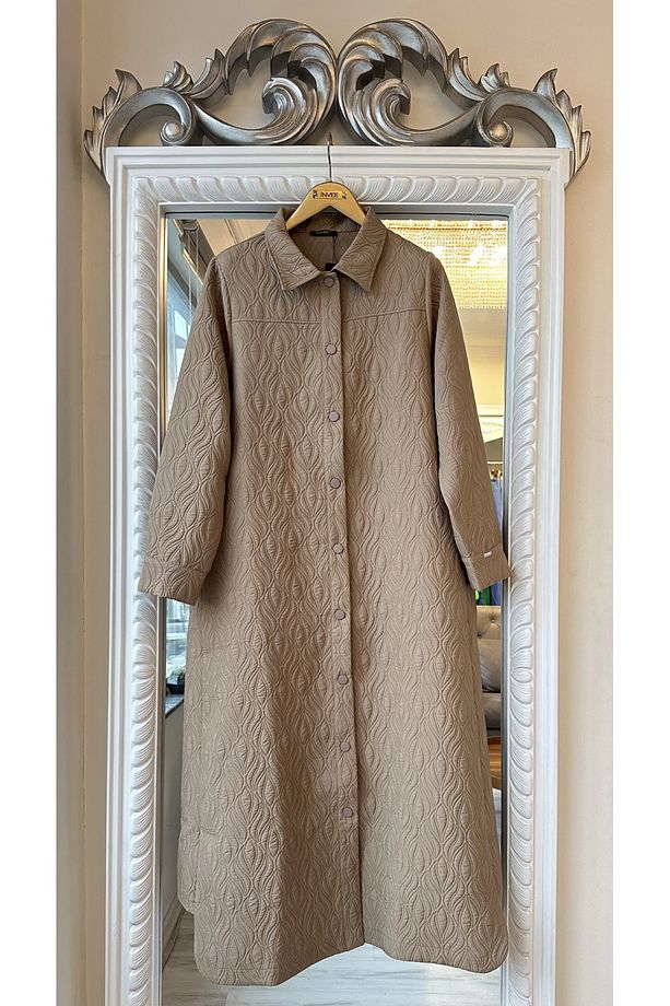 İNVEE 6955 Camel Lale Desenli Kapitone Kap - 2