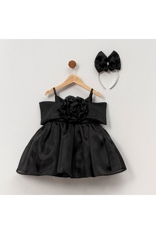 Dress Princess Girl Child | 1-9 Years | Color Options | Ribbon & Rose Detail | Karolin - Satin