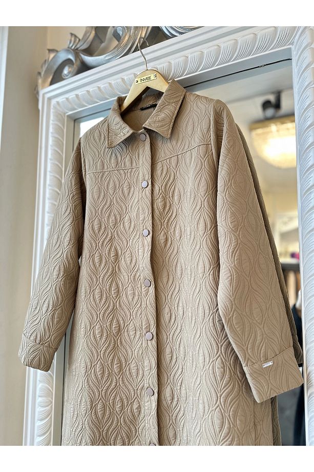 İNVEE 6955 Camel Lale Desenli Kapitone Kap - 3