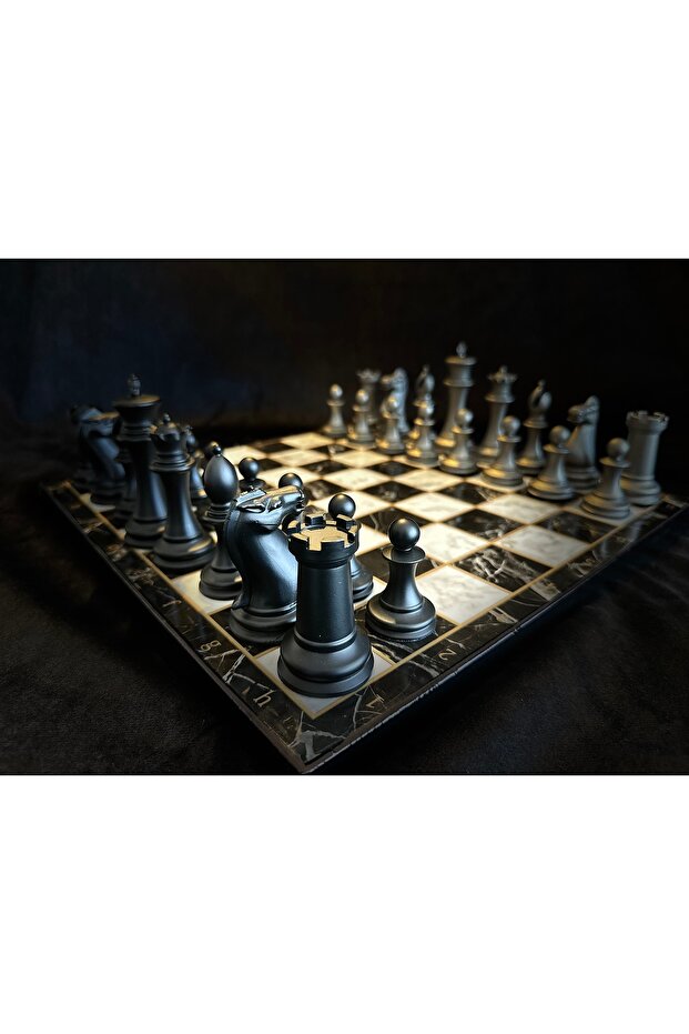 مجموعة الشطرنج الفاخرة طاولة رمادية - 1
