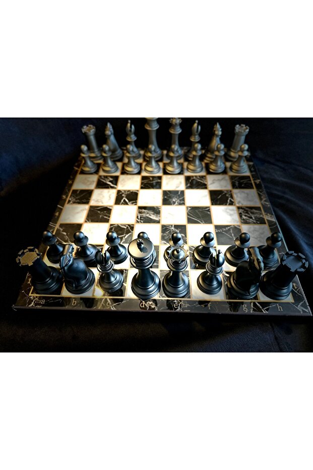 مجموعة الشطرنج الفاخرة طاولة رمادية - 2