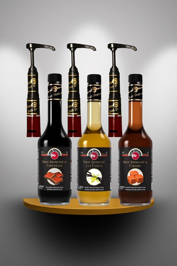 Çikolatalı 700ml Kahve Sosu Karamel 700ml Vanilya 700ml 3 Adet Orjinal Pompa - 2