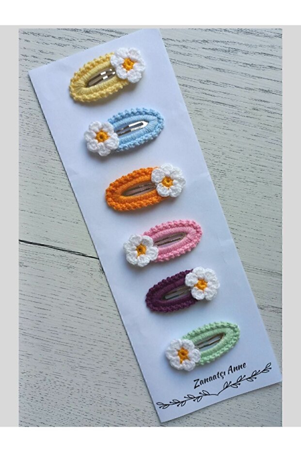 Amigurumi Handmade Set of 6 Colorful Daisy Snap Clasps