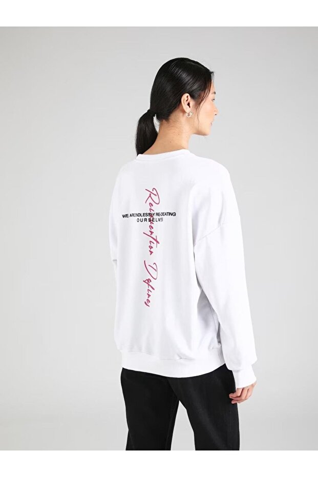 SECEPE Kadın oversize Arkası baskılı Sweatshırt - 3