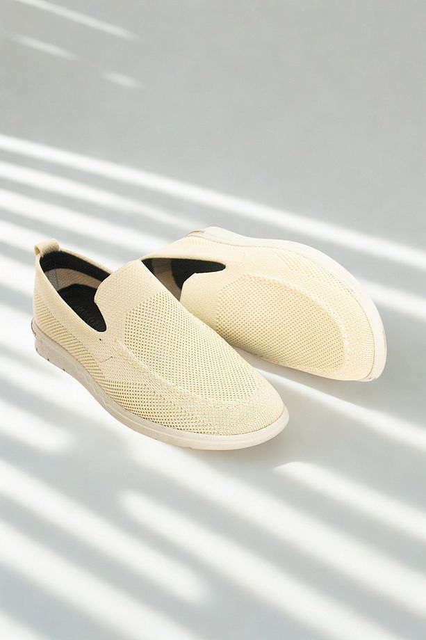Triko Erkek Casual Günlük Ayakkabı – Rahat, Hafif Ve Şık Slip-on Model Bej Rengi - 3