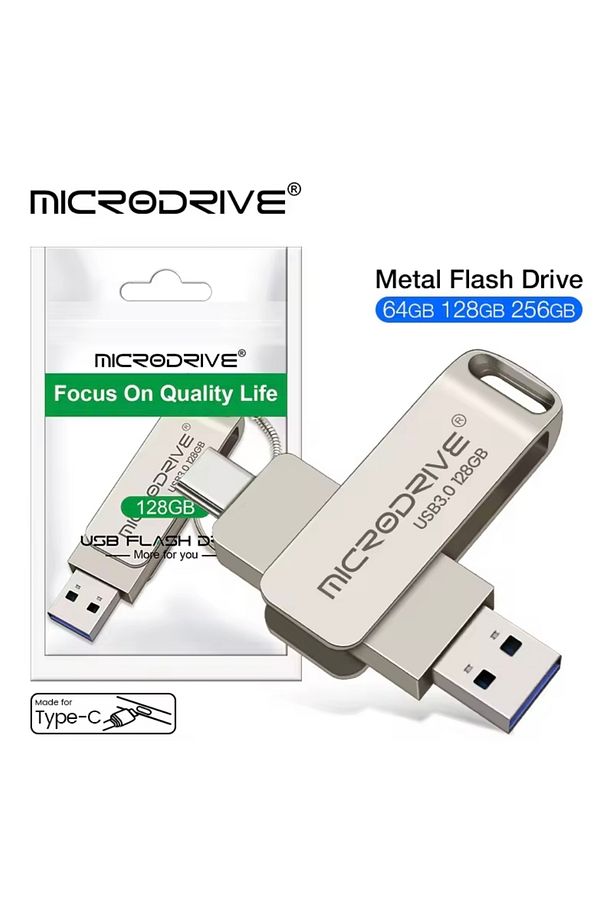 128gb. Type-c Ve Usb 3.0 Hızlı Usb Flash Bellek Otg Çift Girişli Metal Sağlam Orginal - 7