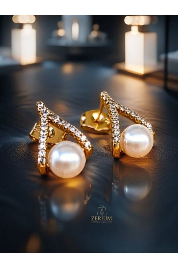 Rose İnci Parıltısı Modern Küpe - 1
