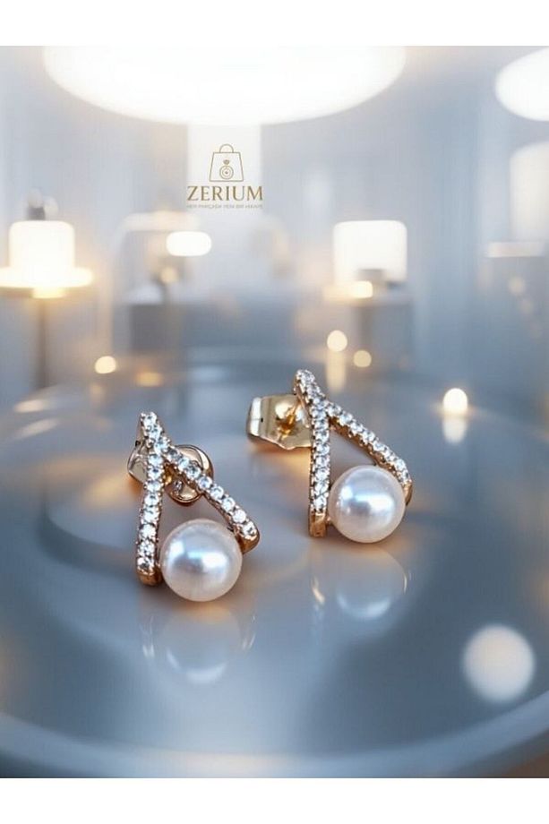 Rose İnci Parıltısı Modern Küpe - 7