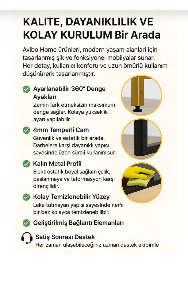 Merlin Dresuar Kahve Köşesi Modern Konsol 100 cm Şeffaf Cam - 4