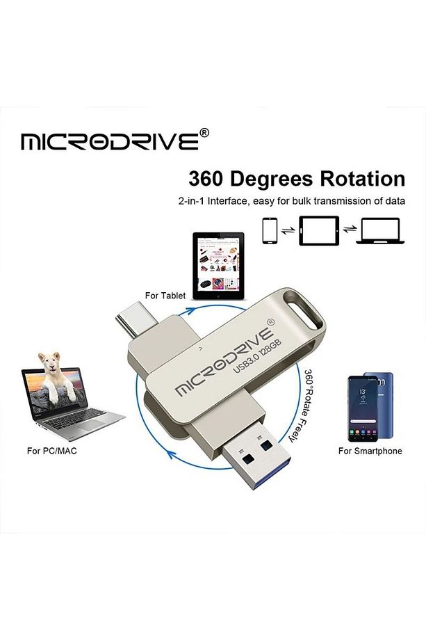 128gb. Type-c Ve Usb 3.0 Hızlı Usb Flash Bellek Otg Çift Girişli Metal Sağlam Orginal - 4