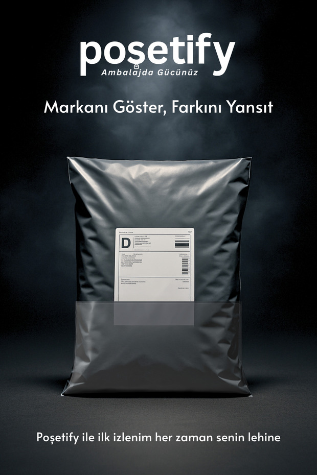 50 Adet Cepli Kargo Poşeti 22x30+5 cm | Gri Renk Yapışkan Bantlı Gönderi Zarfı | E-Ticaret Poşeti - 2