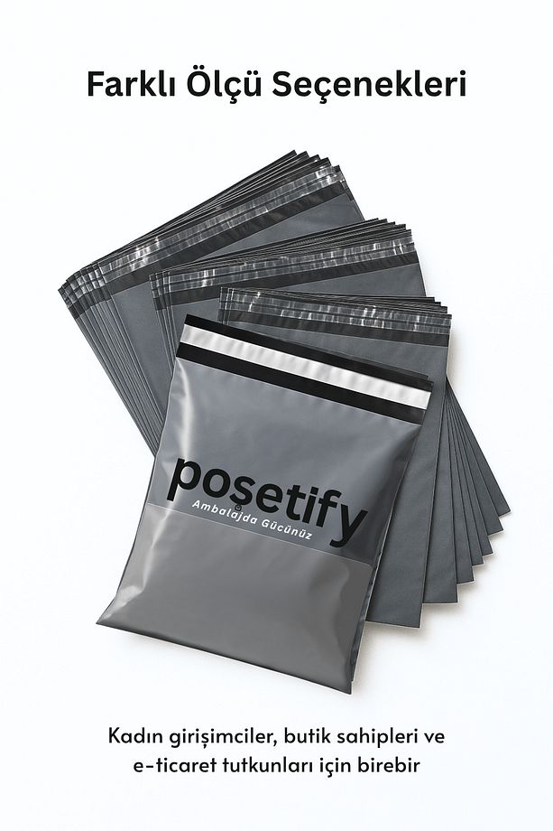 Gri Cepli Kargo Poşeti 17x23+4 cm | Yapışkan Bantlı Gönderi Zarfı | 100’lü E-Ticaret Poşeti - 6