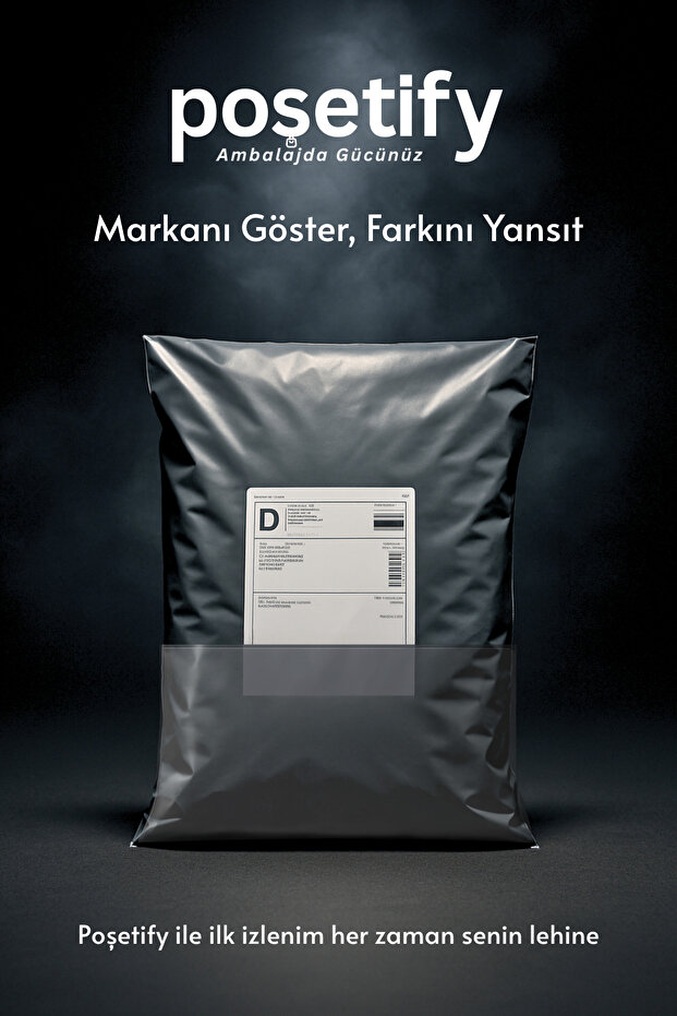 100 Adet Cepli Kargo Poşeti 40x50+5 cm | Gri Renk Yapışkan Bantlı Gönderi Zarfı | E-Ticaret Poşeti - 2