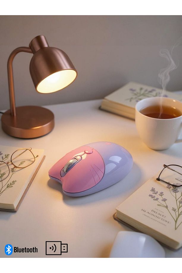 Sevimli Kedi Kablosuz Mor Mouse Bluetooth + 2.4G Dual Mode - 1