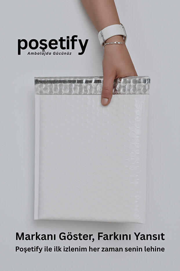 Balonlu Beyaz Kargo Poşeti 30x37+5 cm | 140 gr Bantlı Patpatlı Kargo Poşeti | 5’li E-Ticaret Poşeti - 3