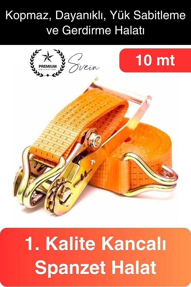10 mt Spanzet Takımı Cırcırlı Yük Gerdirme Kiti Halat Uzun Tekne Kamyon Taşıma Çekme Emniyet Kemer - 1