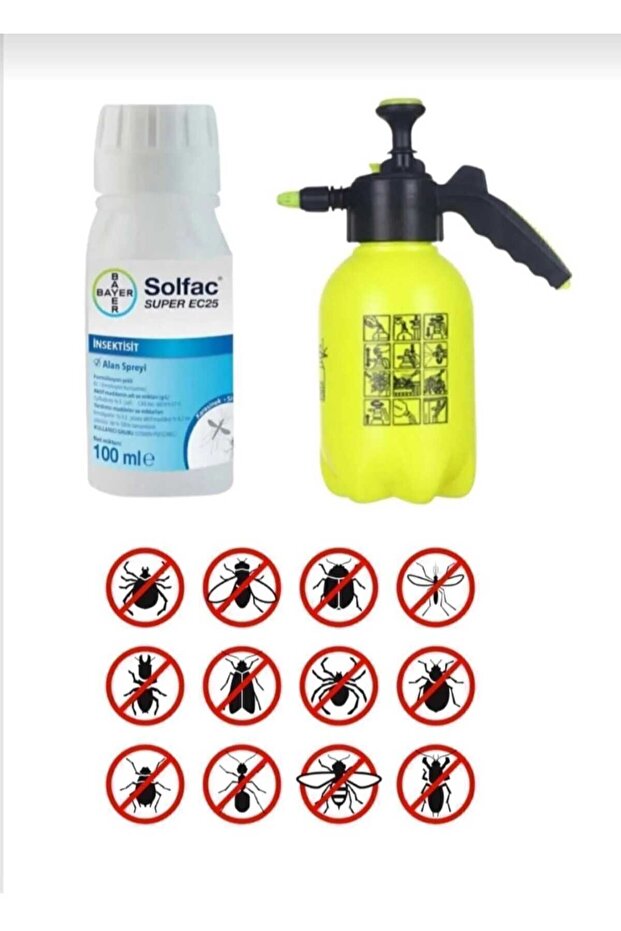 Solfac Super Ec25 3 Adet 100ml Kene,pıre Ilaci 2 Lt Basınçlı Ilaçlama Pompası - 1