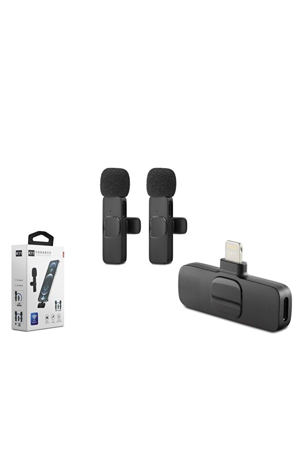K11 HDX2784 مجموعة ميكروفونات لاسلكية من نوع لايتنينج 2 - أسود