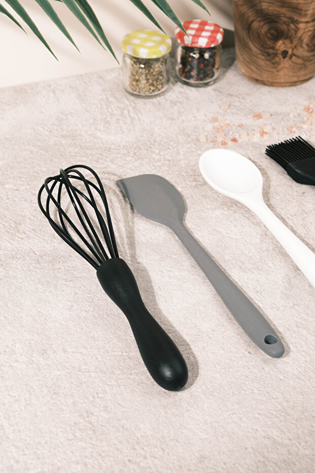 Mini Silicone Brush, Spoon, Spatula and Whisk Set |   Set of 4, Non-Stick and Durable - 3