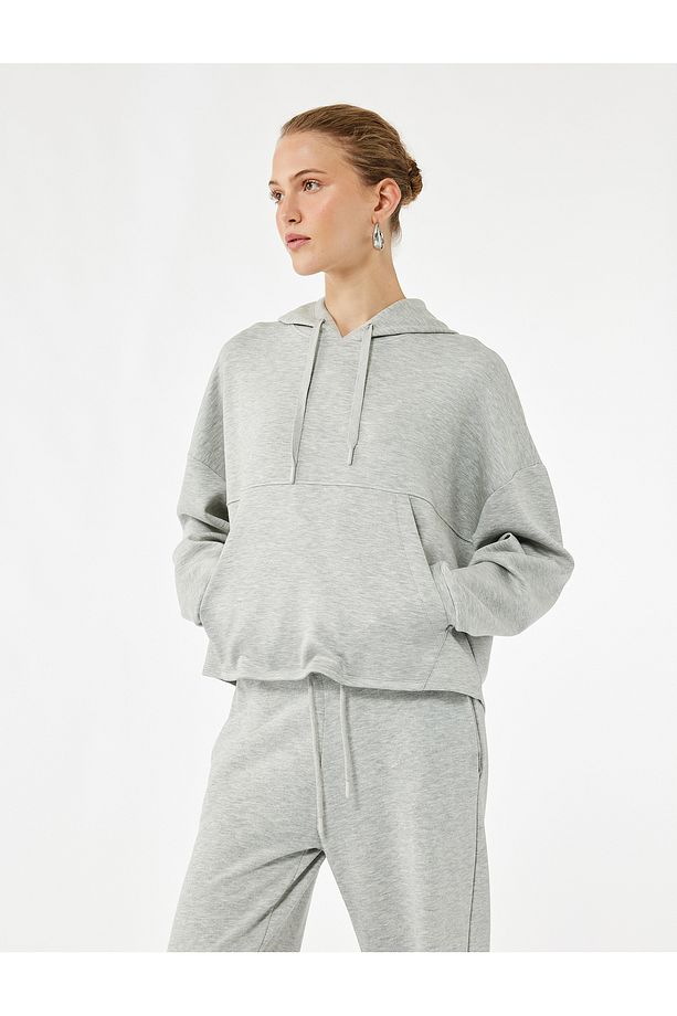 Regular Fit Kanguru Cepli Uzun Kollu Kapüşonlu Sweatshirt - 1