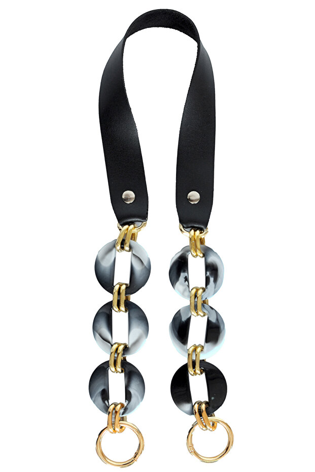 Faux Leather Acrylic Model Knitted Bag and Leather Bag Handles - Length: 65 cm
