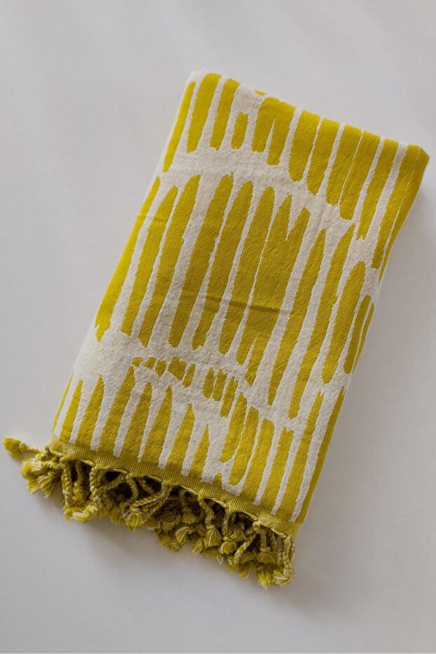 Müslin Peştemal - Hardal - %100 Pamuk - Yumuşak Doku - 90x170 Cm - 6