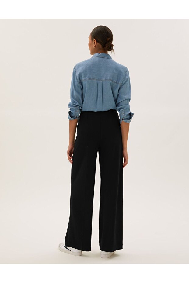 Wide Leg Örme Pantolon - 4