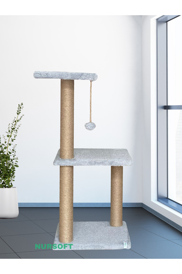 لوح خدش للقطط باللون الرمادي الثلاثي - 2