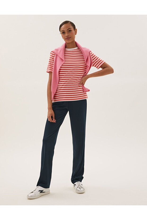 Straight Leg Örme Pantolon - 1