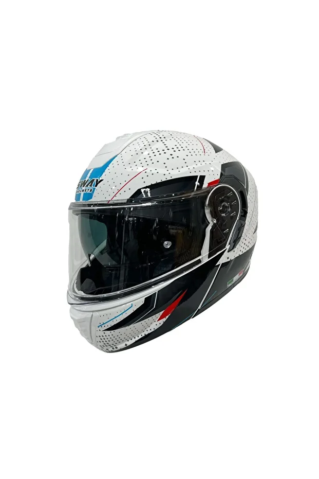 Kask FS917 Fusion White Black Red Çene Açılır - 1