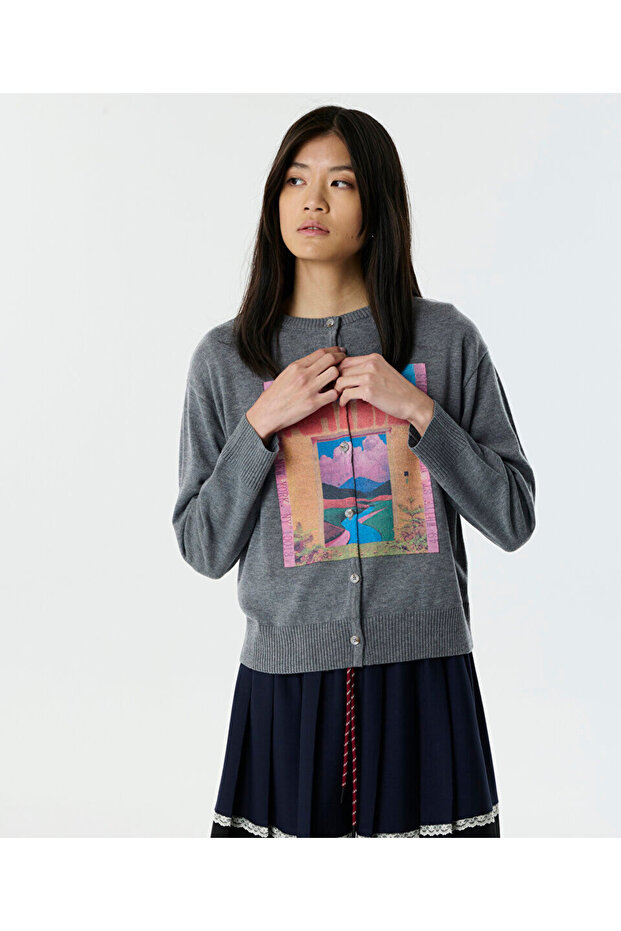 GÖRSEL BASKILI TRİKO HIRKA - 1