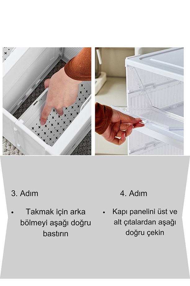 OG01 - Katlanabilir Ayakkabı Rafı | Kolay Kurulum, Modüler, Kapaklı, Istifleme Için Uygun Kutu 6'lı - 8