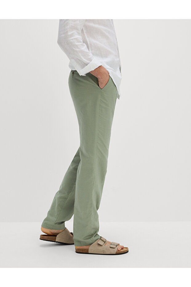 Regular Fit Keten Karışımlı Chino - 2