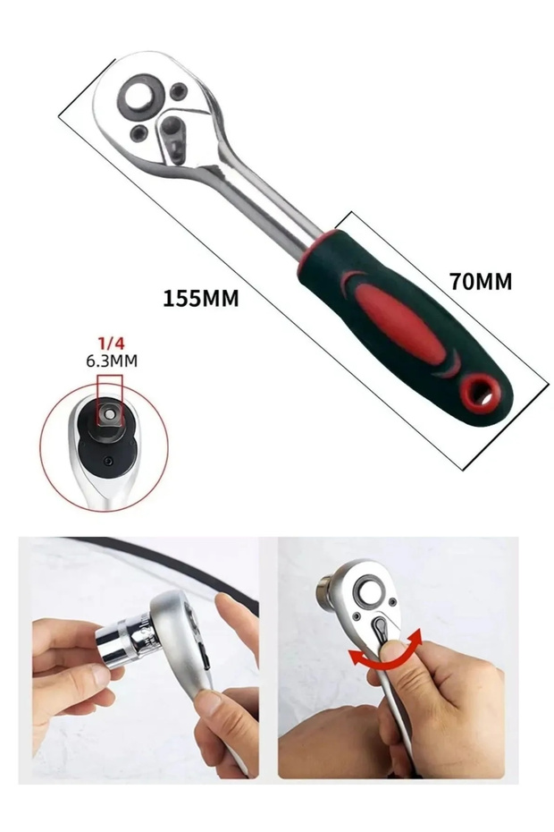 Lokma Kolu 1/4 Lokma Ahtarı Sökme Takma En Küçük Boy Cırcır Kolu - 6